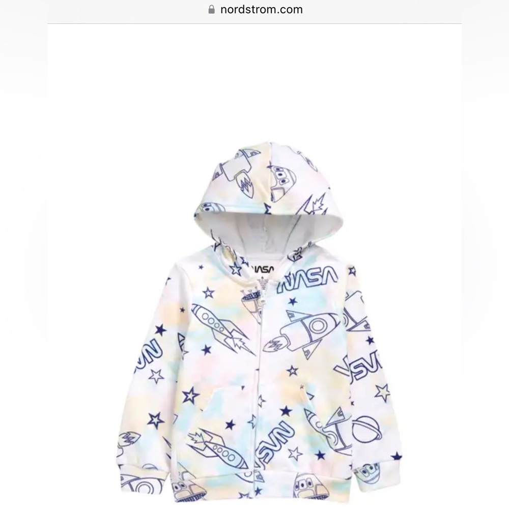 Jem kids rainbow nasa space zip up hoodie boys 3T